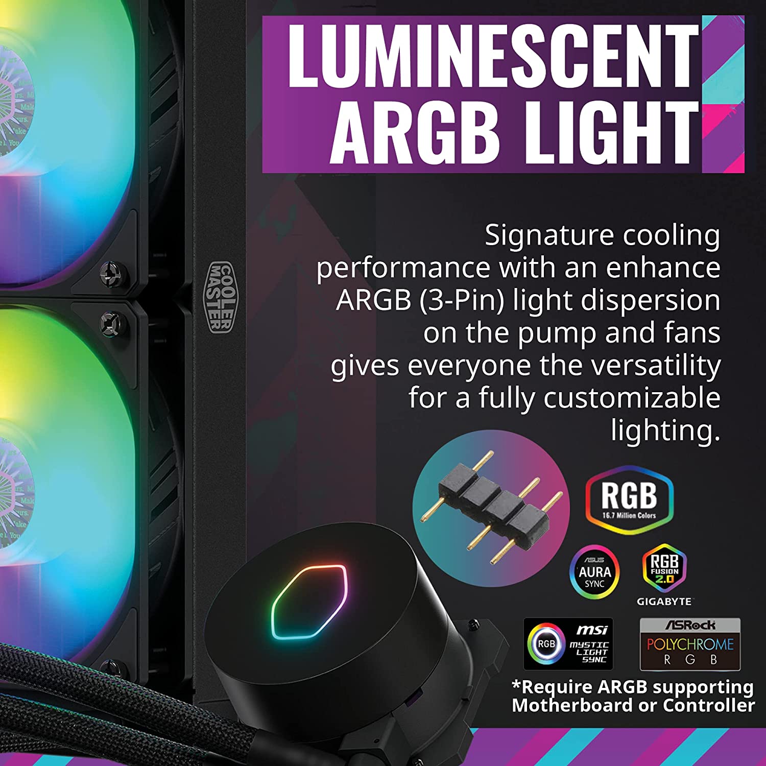 LGA1700 Ready CoolerMaster MasterLiquid ML240L ARGB V2 Liquid CPU Cooler # ชุดน้ำปิด Cooler Master ML240