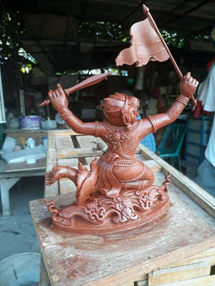 รูปหล่อหนุมานยกพล หลวงพ่อกวย วัดโฆสิตาราม(วัดบ้านแค) ขนาดบูชาใหญ่ เนื้อโลหะ ปี2561