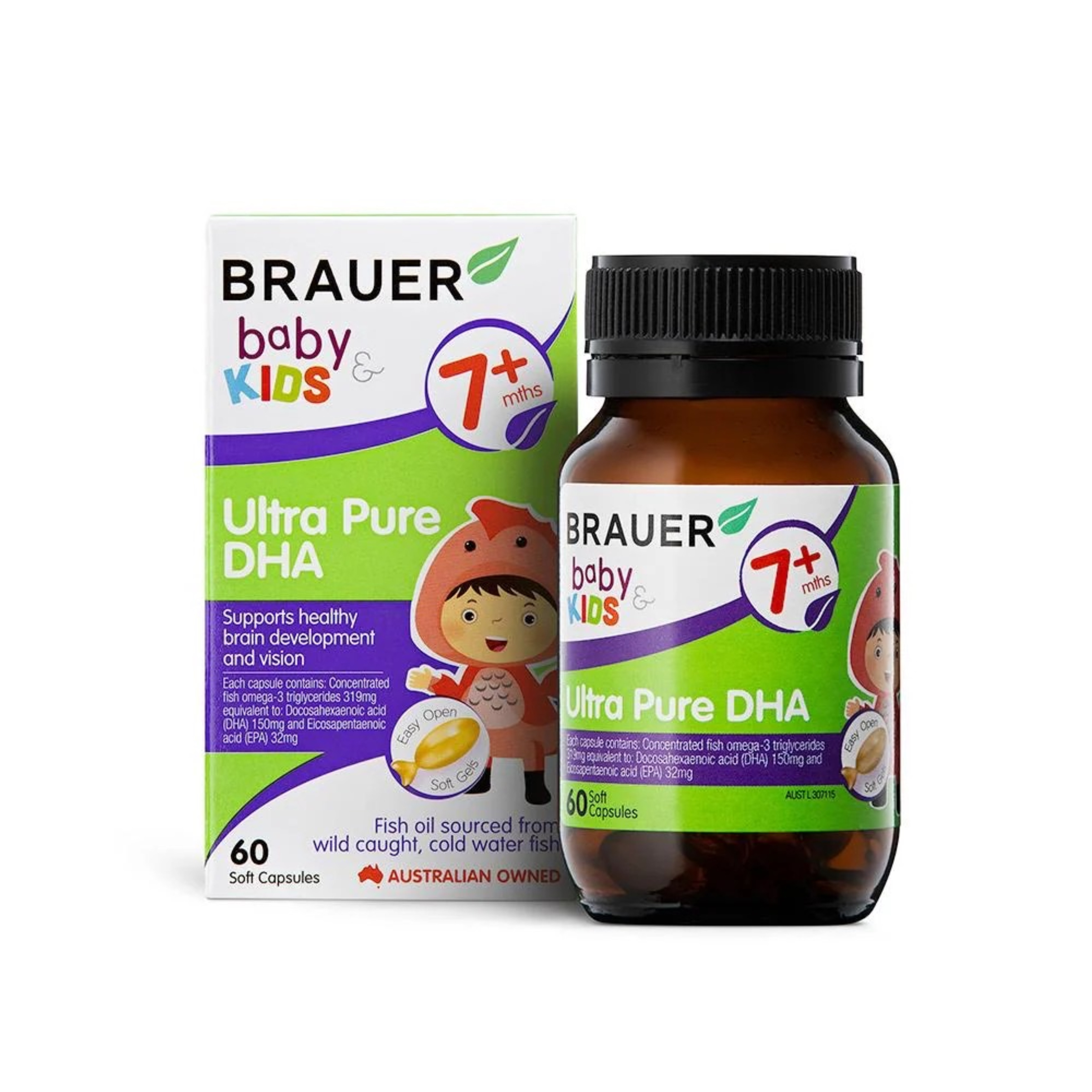 น้ำมันปลาบริสุทธิ์เข้มข้นสำหรับเด็ก BRAUER Baby & Kids Ultra Pure DHA