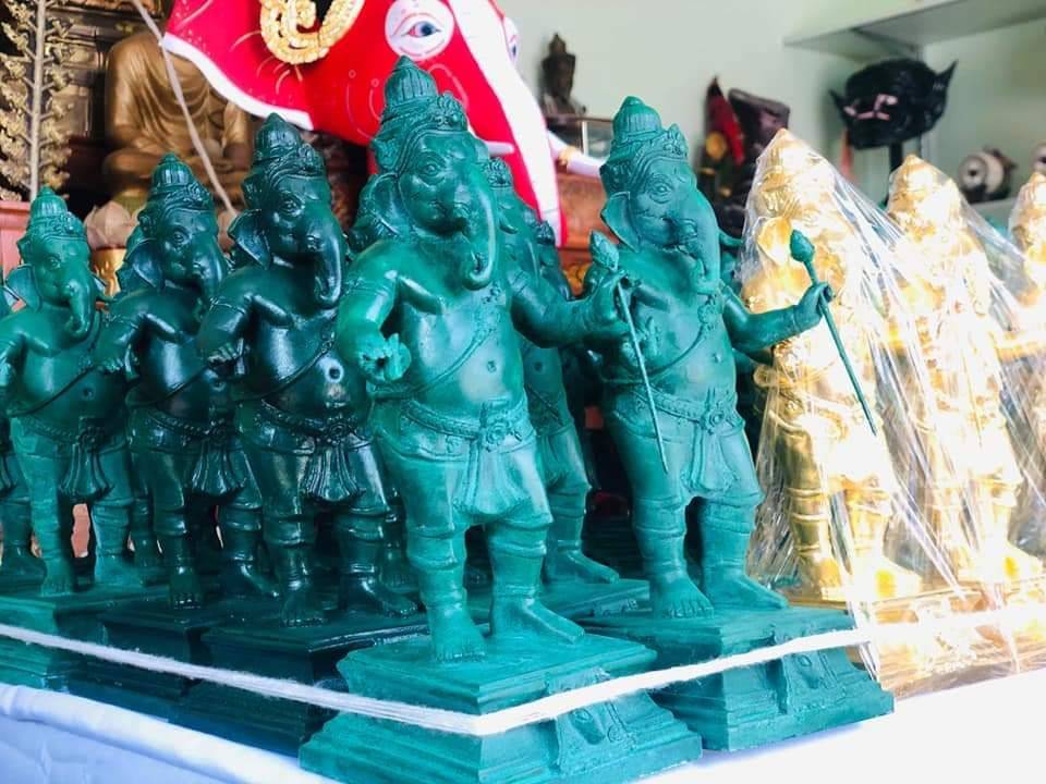 รูปหล่อ พระพิฆเนศ เนื้อโละทองเหลือง สีเขียว(สีเขียวเหนียวทรัพย์ อุดมสมบูรณ์) (ขนาดสูง9นิ้ว) ปี2562 - #รับประกันแท้ #ปลุกเสกแล้วพิธีปลุกเสกในสายนาฎศิลป์