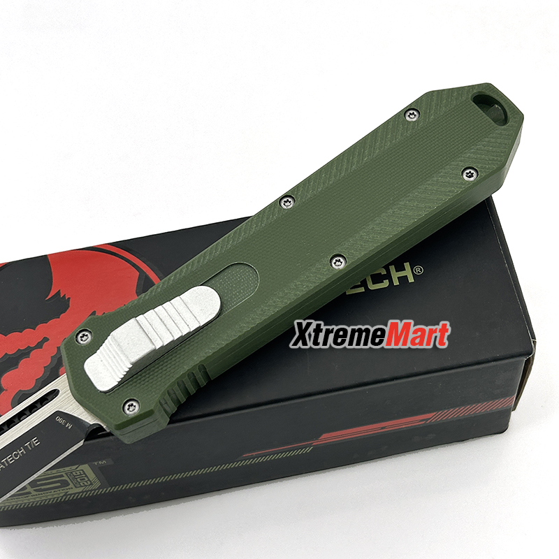 มีดสปริง Microtech (New Ultratech V2) คมเดียว ใบดำ ด้ามเขียว Combat Troodon Automatic Knife