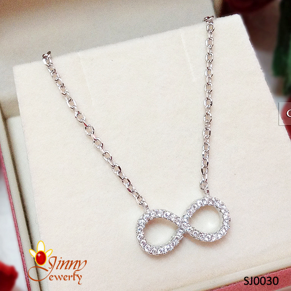 สร้อยคอเงินแท้ พร้อมจี้ Infinity ประดับเพชร cz งานเกรดจิวเวลรี่