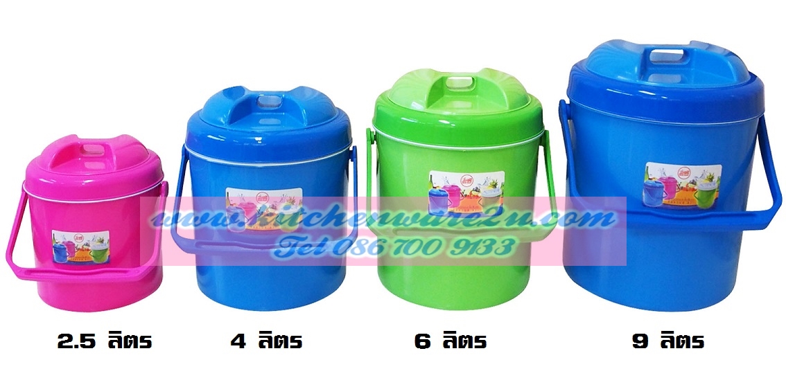 P08188 กระติกน้ำกลม 6 ลิตร (24*24*30 cm) สีหวาน สวย (ราคาส่งต่อ 12 ใบ:เฉลี่ย 95 บต่อใบ)