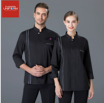 เสื้อเชฟ เสื้อพ่อครัว เสื้อแม่ครัว เสื้อพนักงานทำอาหาร เสื้อกุ๊ก M6807002 ขาว ดำ เขียว แดง M-4XL