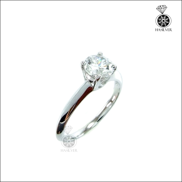 แหวนเงินแท้ 925 ชุบทองคำขาว ประดับเพชรCZ H&A อเมริกา