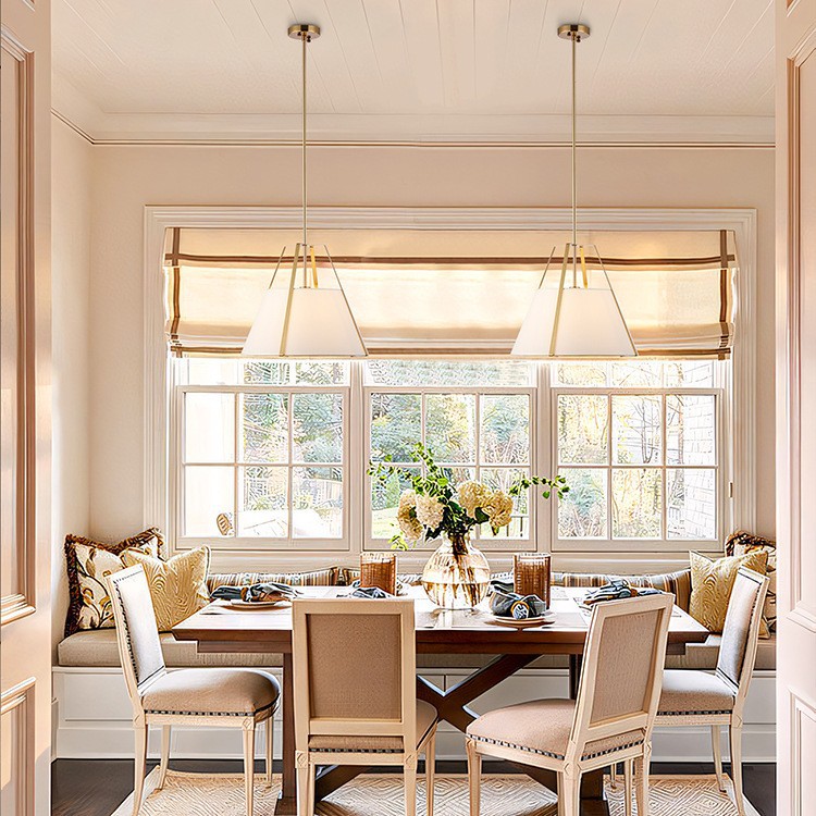 โคมไฟแขวนเพดานโป๊ะผ้าทรงกรวยตัด เสริมโครงเหล็กด้านนอก มีแผ่นกรองแสงด้านล่าง [PDFB-8444]