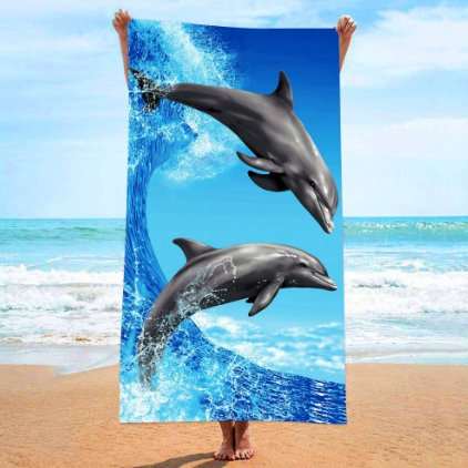 ผ้าเช็ดตัวชายหาดขนาดใหญ่พิมพ์ลายไมโครไฟเบอร์ ขายปลีก - ส่ง TA6807003 สีภาพ