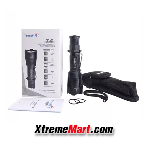 ไฟฉาย TrustFire T4 Tactical Flashlight 1000 ลูเมน LED Rechargeable Flashlight พร้อมแบตเตอรี่