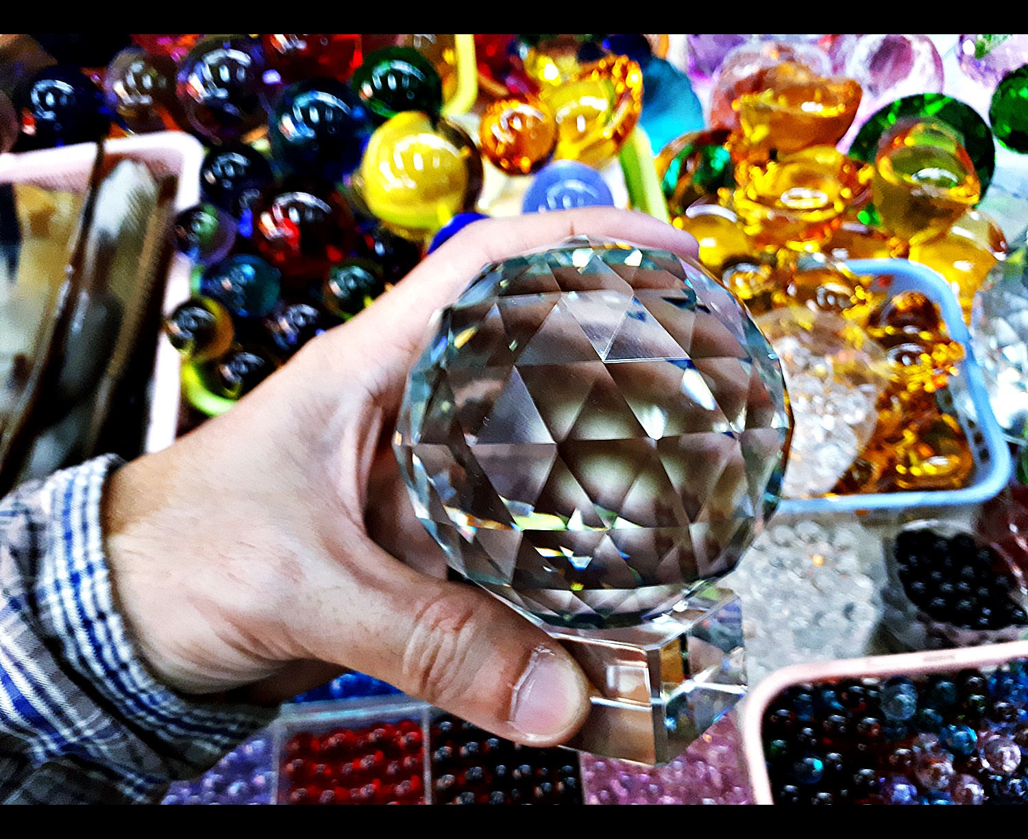 ลูกแก้ว คริสตรัล เหลี่ยม ปรับฮวงจุ้ย สะท้อนแสง (ขนาด 20/15/13/8/6/5/4/3 ซม )