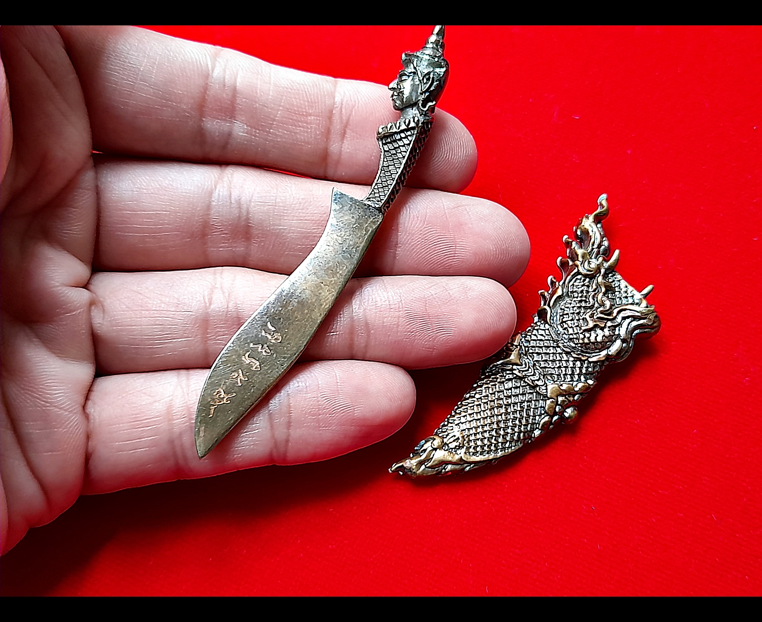 มีดหมอท้าววิรูปักษ์ (ท้าววิรูปักษ์ เทวดาผู้เป็นใหญปกครองพญานาค) หล่อนำฤกษ์ เนื้อสัตตะโลหะ (พิเศษ(เฉพาะหล่อนำฤกษ์)) ปี2564 #รับประกันแท้ - หลวงพ่อหนุน วัดพุทธโมกข์