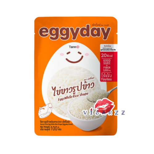 (ซองสีส้ม) Eggyday Egg White Rice Shape 100g เอ้กกี้เดย์ ไข่ขาวรูปทรงข้าว ทำจากโปรตีนไข่ขาว 100% พลังงานเพียง20kcal ต่อซอง เหมาะสำหรับคนควบคุมน้ำหนัก สายเฮลตี้ หรือคีโต (Keto Friendly)