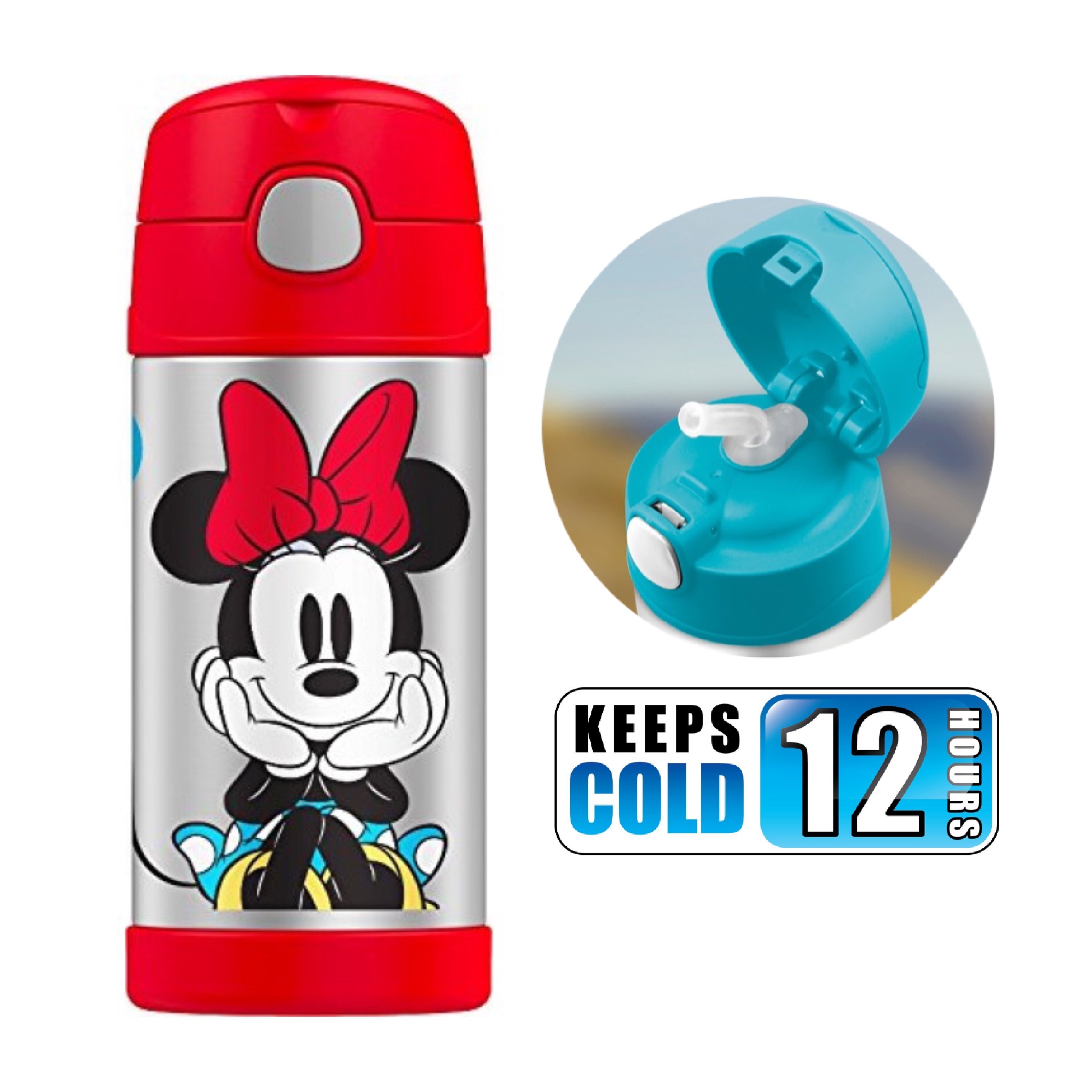 กระติกน้ำสเตนเลสรักษาอุณหภูมิ Thermos FUNtainer Vacuum Insulated Stainless Steel Bottle 12OZ (Minnie Mouse)