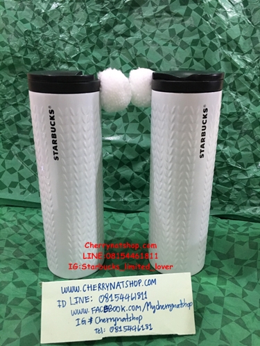 #Starbucks Taiwan White Tumbler Stainless Steel with Pom Pom SS 16ozมีพวงหางกระต่ายน่ารัก น่าใช้ ของแท้ราคาเบาๆ