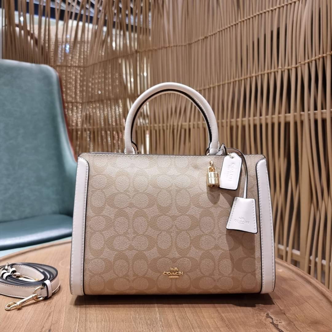 COACH F69075 ZOE CARRYALL IN SIGNATURE CANVAS (แอดไลน์ก่อนสั่งซื้อ)