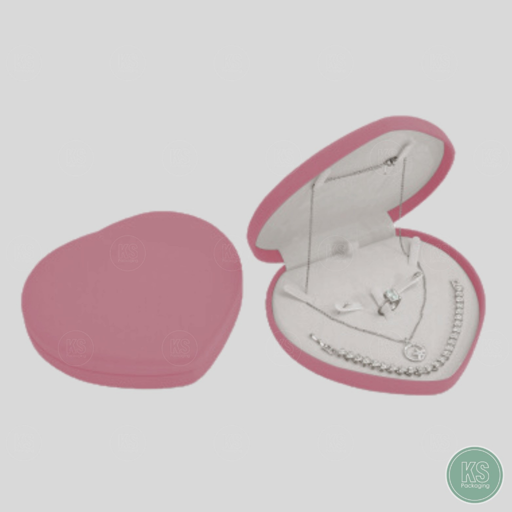 กล่องกำมะหยี่หัวใจใส่เครื่องประดับสีโอรส size L ใส่แหวน ต่างหู สร้อยคอ ป้องกัน การหล่นสูญหายจัดเข้าที่เป็นระเบียบ