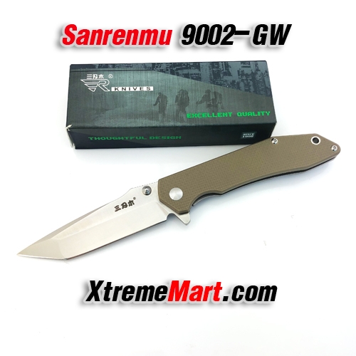 มีดพับ Sanrenmu 9002-GW (ด้าม G10&Stainless)ใบมีด Tento Liner Lock Stainless Steel Folding Knife (สีน้ำตาล)