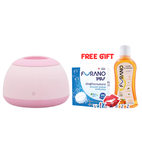 (สีชมพู) Furano Ultrasonic Cleaner ฟูราโนะ เครื่องทำล้างทำความสะอาดระบบอัลตราโซนิก แถมเม็ดฟู่และน้ำยาบ้วนปาก ใช้ทำความสะอาดฟันปลอม รีเทนเนอร์ หรือเครื่องประดับ