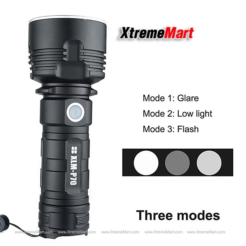 ชุดเซตไฟฉาย LED High Power XLM-P70 50W 3โหมด USB ชาร์จ พร้อมแบตเตอรี่ 26650 x 1ก้อน (ชุดละ)