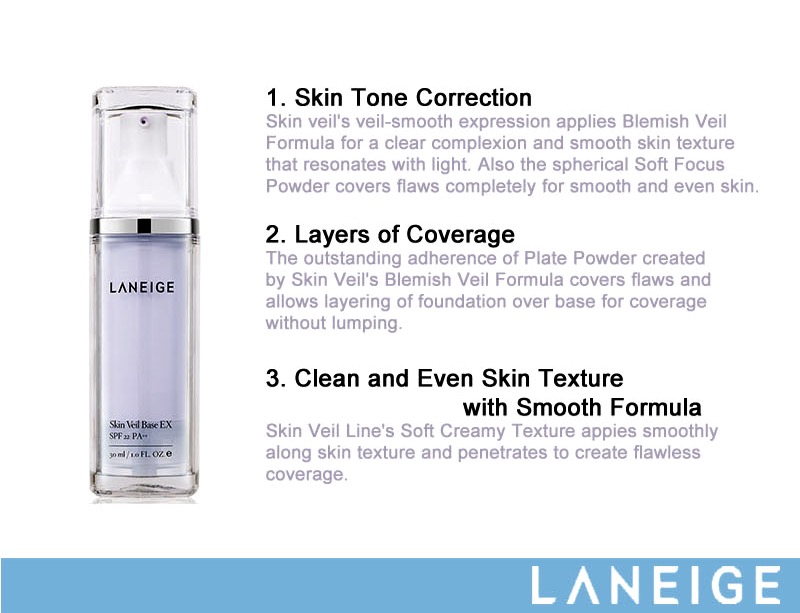 (ลดมากกว่า 40%) Laneige Skin Veil Base EX SPF 22 PA++ #40 Light Purple เบสรองพื้นสูตรกันแดดพร้อมฟื้นฟูบำรุงความกระจ่างใส ป้องกันรังสียูวี 12 ชม. เนื้อสัมผัสบางเบา ซึมซาบสู่ผิวได้อย่างง่ายดาย นำความสบายนวลนุ่มกระจ่างใสสู่ผิวคุณ ปกป้องผิวจากความร่วงโรยก่อนว