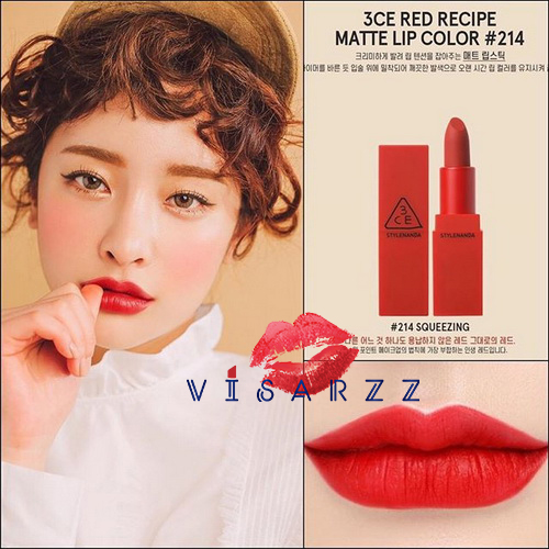3CE Red Recipe Matte Lip Color # 214 Squeezing ลิปสติก Limited Edition พิเศษสำหรับช่วงนี้เท่านั้น