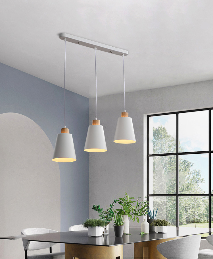 โคมไฟแขวนเพดานสีขาวหัวไม้ทรงแก้วน้ำคว่ำสไตล์โมเดิร์น-มินิมอล กว้าง12.5cm [W-5010]