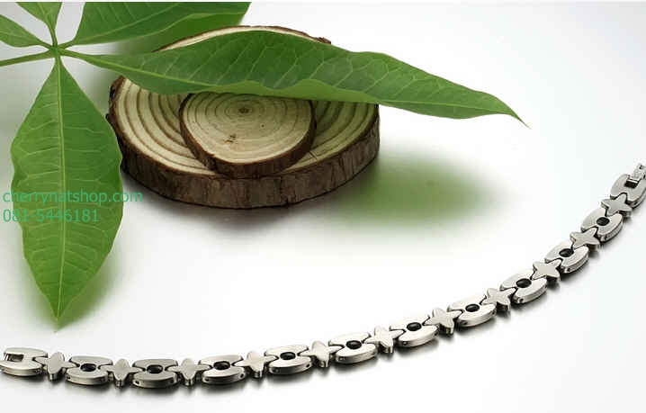 พร้อมส่งสร้อยข้อมือแม่เหล็กเพื่อสุขภาพ, สร้อยไทเทเนียมเจอรเมเนียม, สร้อยประจุลบ รุ่นC