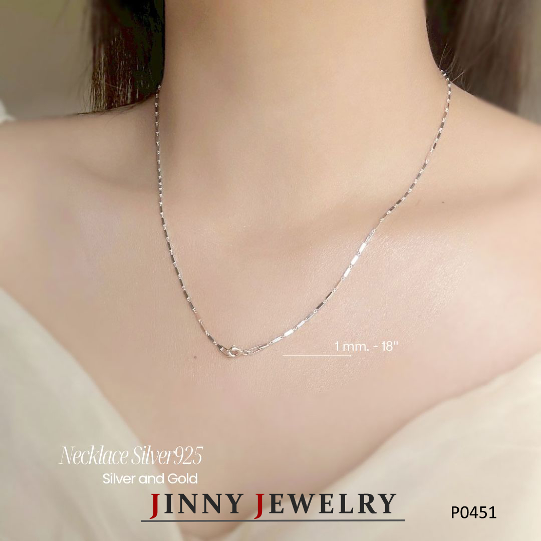 สร้อยคอเงินแท้ 92.5% ลายปล้องอ้อย-อิตาลี เส้นเล็กๆ น่ารักๆ หนัก 1 สลึงตัน (รับประกันเงินแท้)