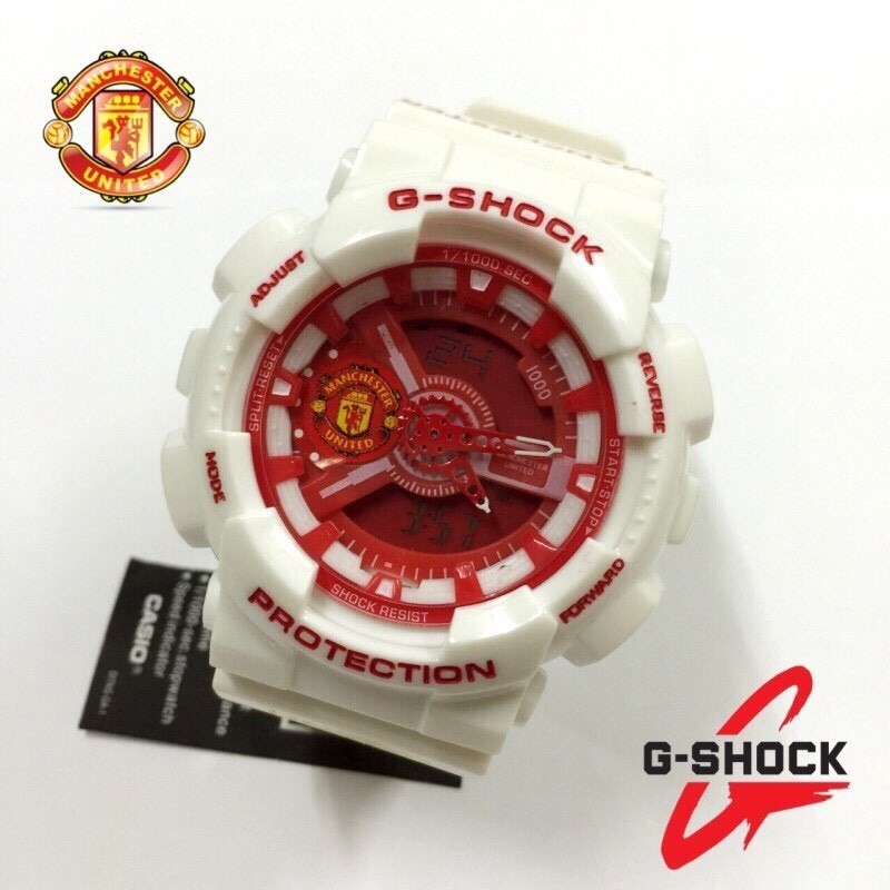 นาฬิกา G-Shock AAA รุ่น แมนยู สายยางสีขาวด้าน หน้าปัดสีแดงสลับขาว 2 ระบบ ทน หาไม่ได้อีกแล้ว ถูกสุดๆ