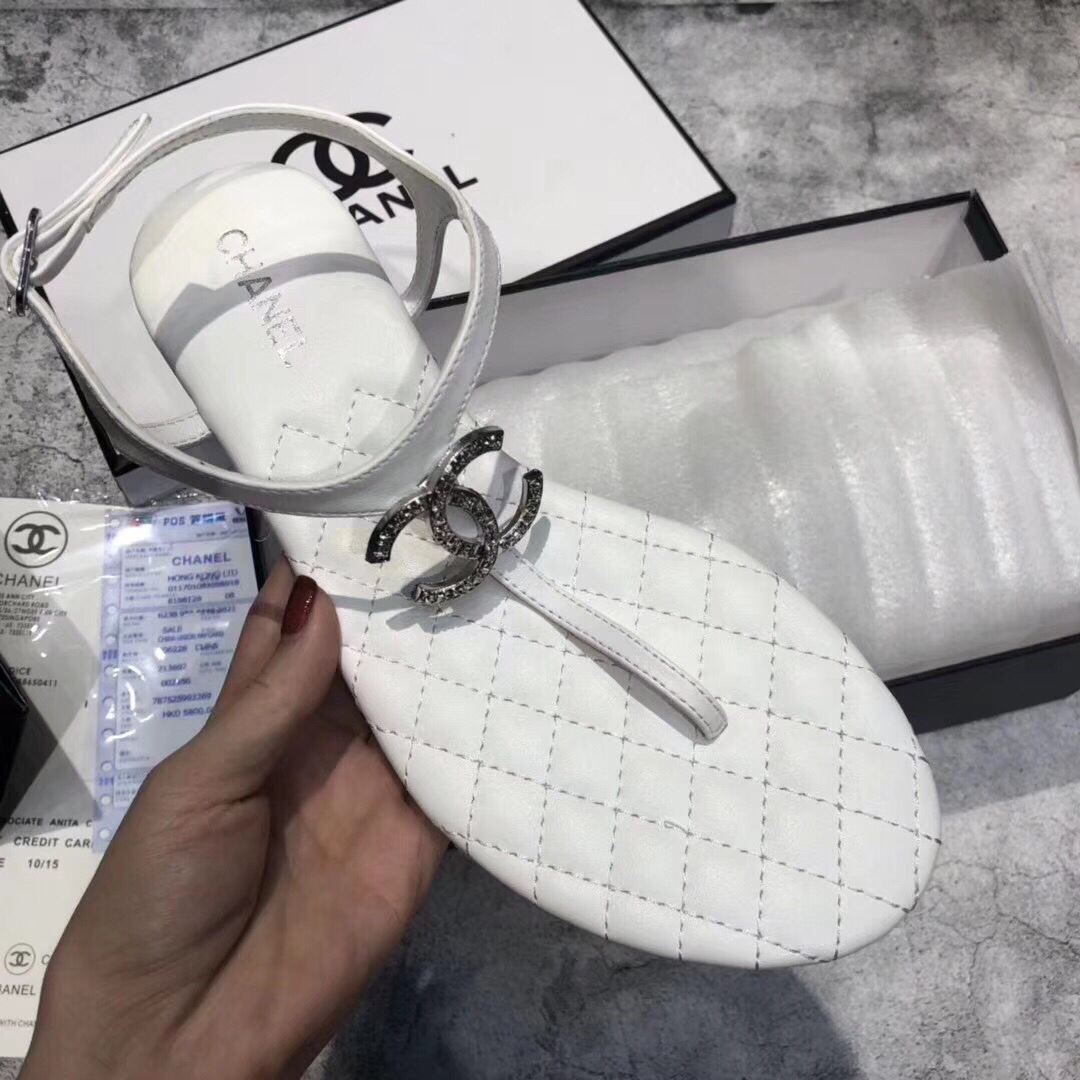 พร้อมส่ง รองเท้าแตะ cn flat camellia sandal รัดข้อ มี 2 สี ขาว ดำ ชมพู size 34-40