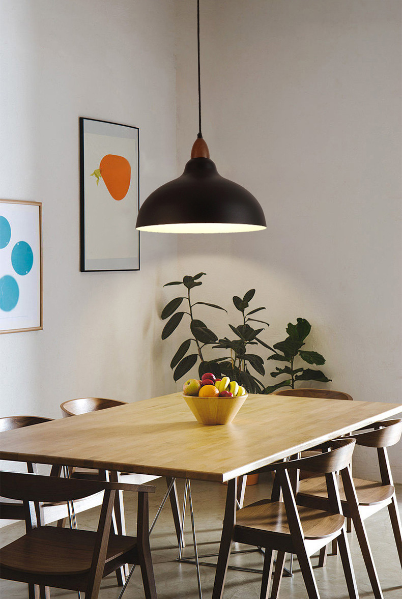 โคมไฟแขวนเพดานสไตล์นอร์ดิกหัวไม้โทนสีวอลนัท ปากโคมกว้าง35cm [AR90]