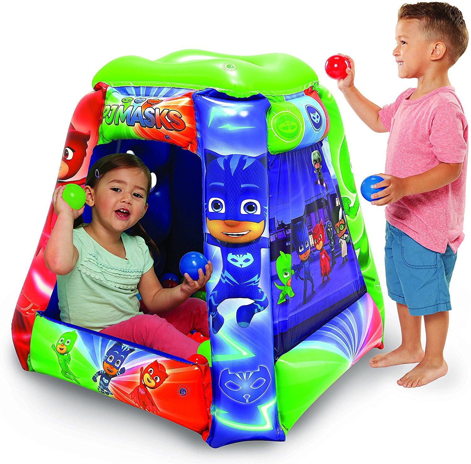 เต็นท์เป่าลมพร้อมลูกบอลสำหรับเด็ก Jakks Pacific Playland with 20 Soft Flex Balls (PJ Masks Hero Time)