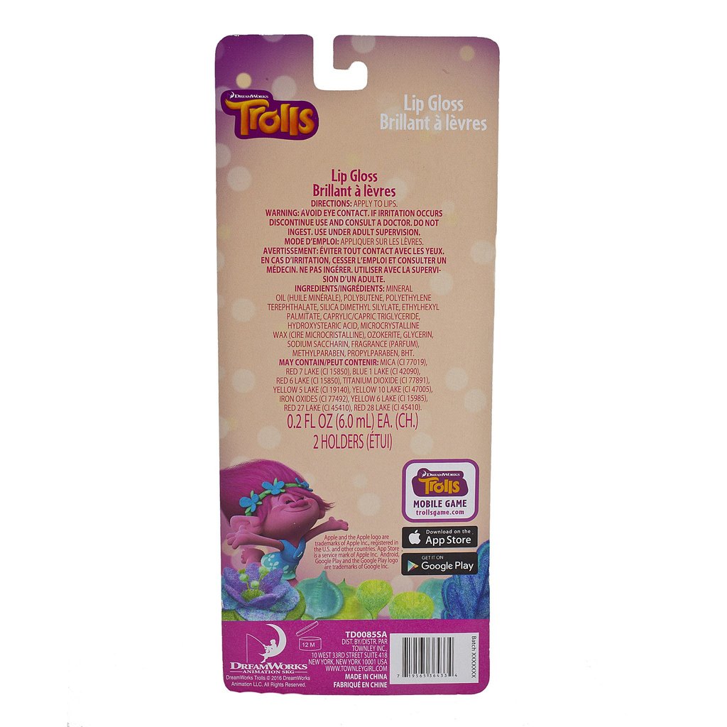 ชุดลิปกลอสปลอดสารพิษสำหรับเด็ก Townleygirl Trolls BFF Lip Gloss Set