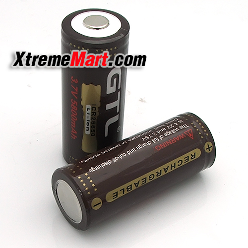 แบตเตอรี่ GTL 26650 Rechargeable 3.7V 5800mAh Lithium Battery ไม่มีวงจรป้องกัน