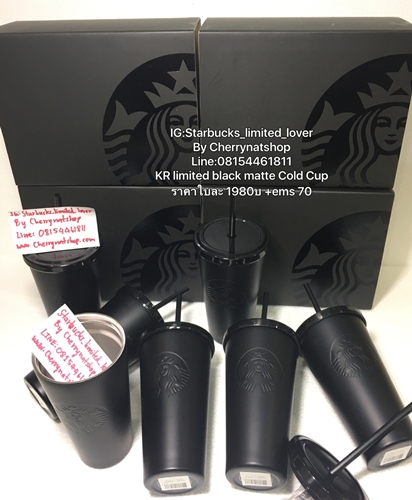 สายdark,สายเข้มไม่ควรพลาด Starbucks Cold Cup Stainless Steel Matte Black 16 ozหลอดพลาสติกดำ แก้วดำ