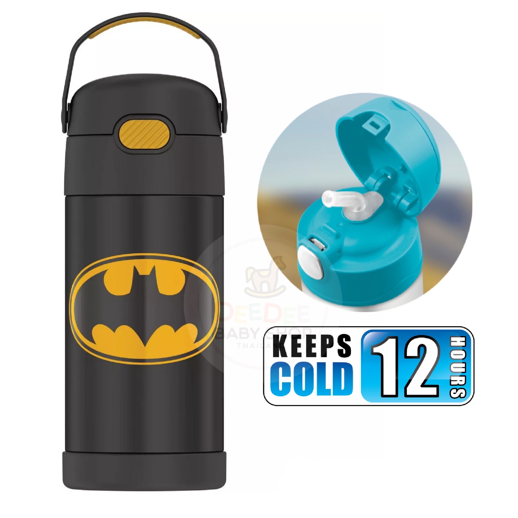 กระติกน้ำสเตนเลสรักษาอุณหภูมิ Thermos Batman FUNtainer Vacuum Insulated Stainless Steel Bottle 12OZ with Bali Handle