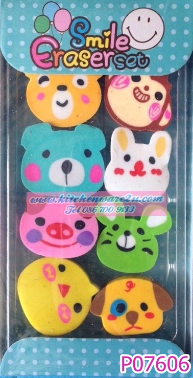 P07606 ยางลบแฟนซี แผง น่ารัก ราคาส่งต่อ 1 กล่อง: 20 แพค 180 บ/โหล ส่ง 15 บาท ขายส่งทุกอย่าง 20 บาท