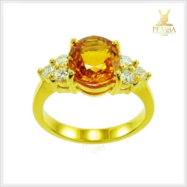 แหวนบุษราคัมแท้ สีเหลืองทองเพชรแท้ (สามารถสั่งทำได้ค่ะ)