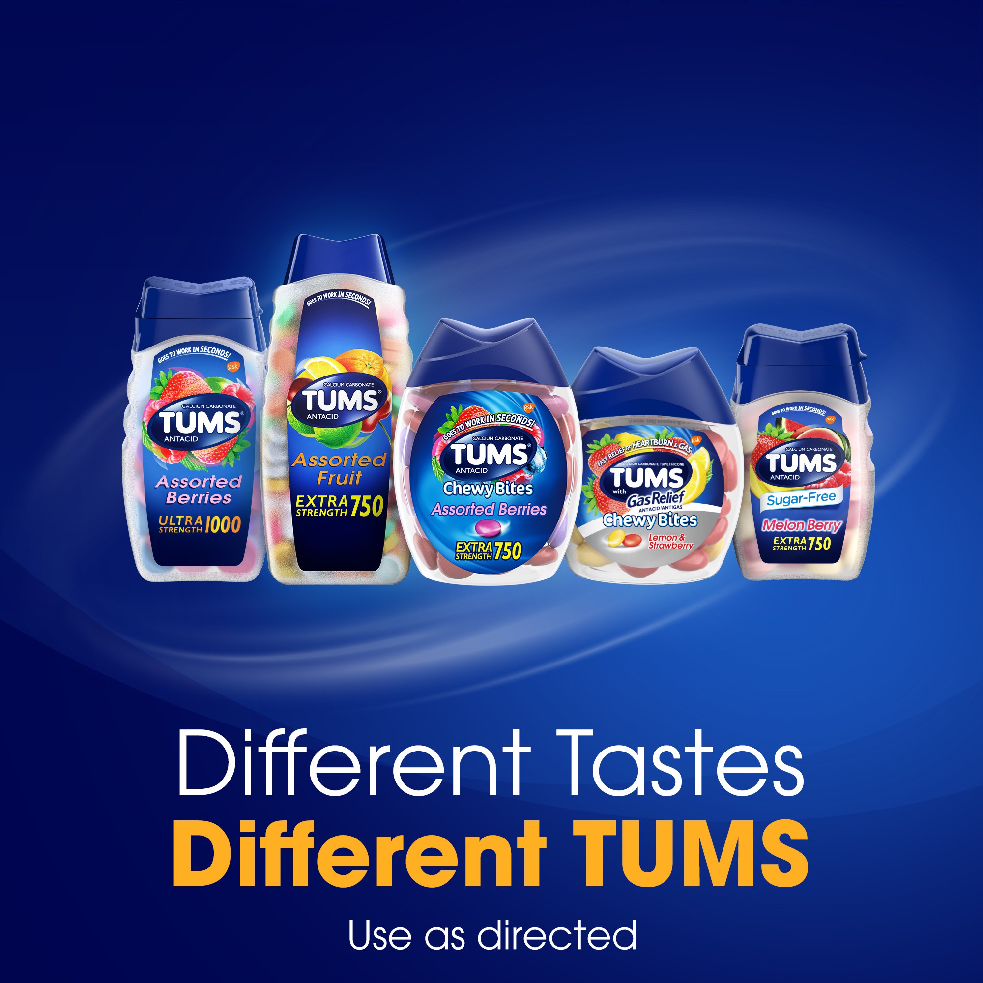 เม็ดเคี้ยวบรรเทาอาการกรดไหลย้อน TUMS Antacid Chewy Bites Extra Strength 750 - Assorted Berries (32 Chewable Tablets)