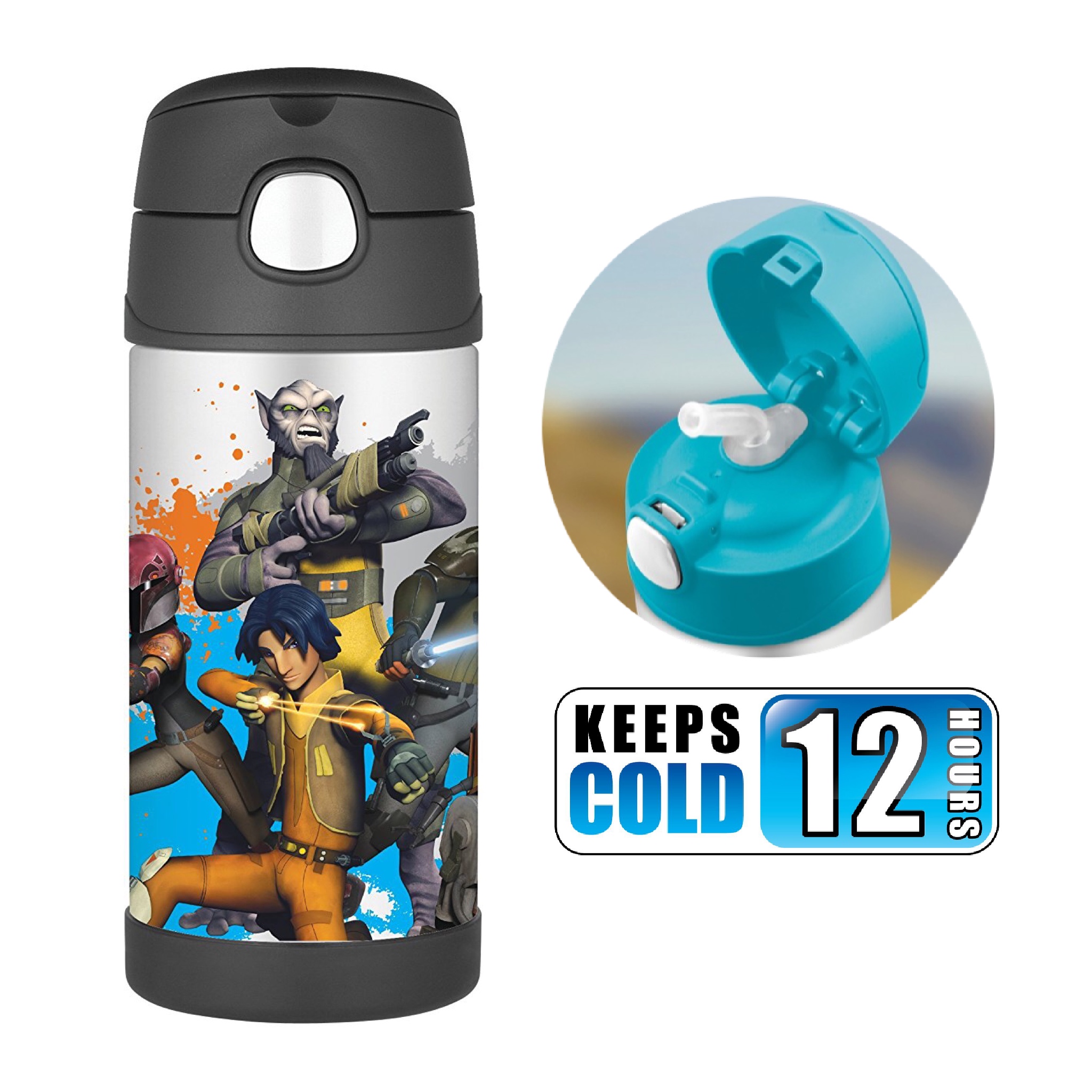 กระติกน้ำสเตนเลสรักษาอุณหภูมิ Thermos FUNtainer Vacuum Insulated Stainless Steel Bottle 12OZ (Star Wars Rebels)