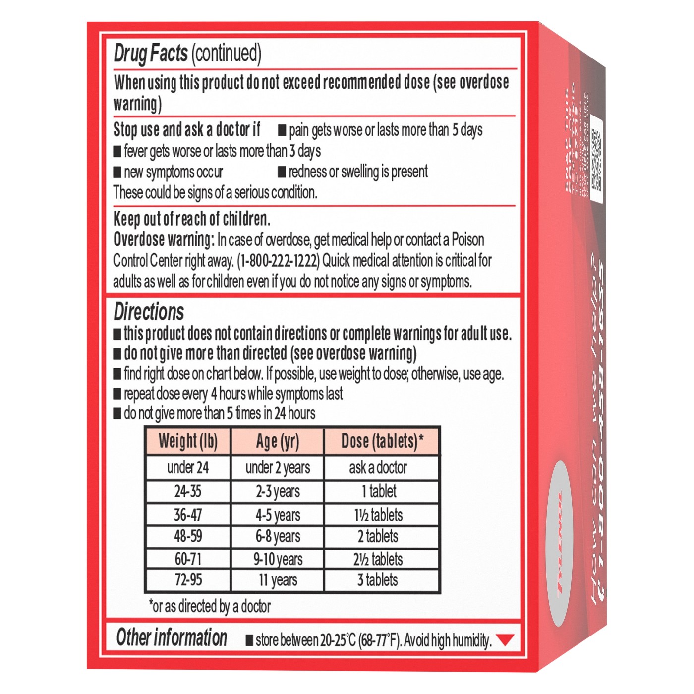 ยาแก้ปวดลดไข้แบบเม็ดเคี้ยวสำหรับเด็ก Tylenol Children's Pain+Fever Chewables (Bubblegum)