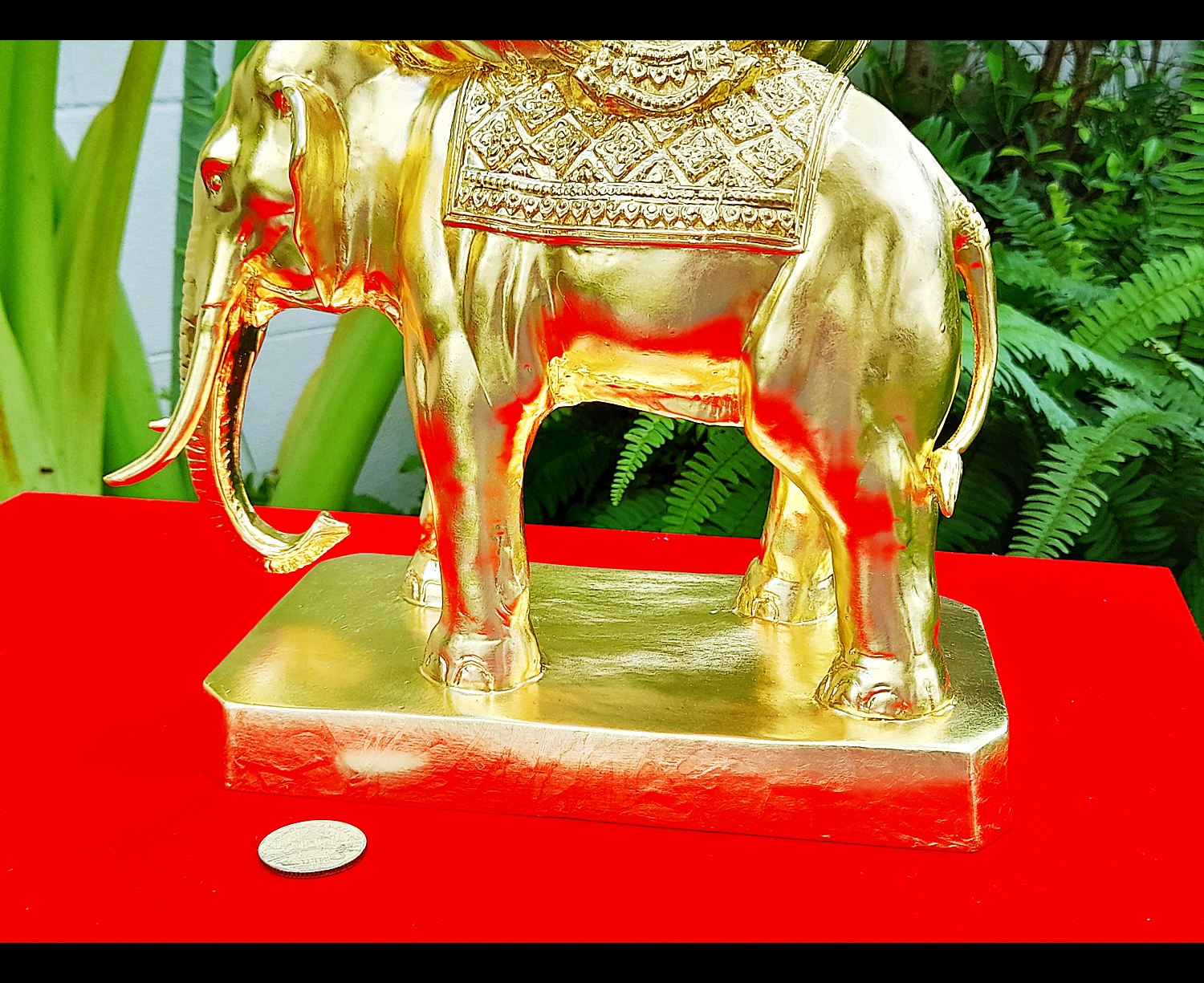 รูปหล่อ ปู่พระฤาษี ประทับทรงช้าง(พญาช้างสาร) ถือไม้เท้า กระดานชนวน (พระพฤหัสบดี แห่ง สติปัญญา บรมครูของทุกสรรพศาสตร์วิชา(เป็นหัวหน้าของปู่ฤาษี108ตน)) (ขนาดใหญ่ ตั้งบูชา สูง14นิ้ว ยาว9นิ้วครึ่ง ลึก4นิ้วครึ่ง) เนื้อโลหะทองเหลือง ปิดทองแท้ ปี2564 #รับประกันแ