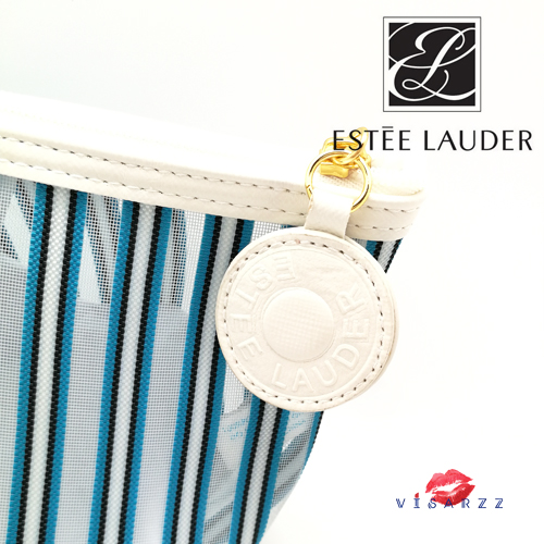 Estee Cosmetic Bag Summer Stripe กระเป๋า่ผ้าโปร่งเอสเต้ ลายทาง ฟีลซัมเมอร์สดใสสุดๆ ซิปเก๋มากด้วยโลโก้ปั๊มบนหนัง PU สวยเด่นมากๆ ค่ะ