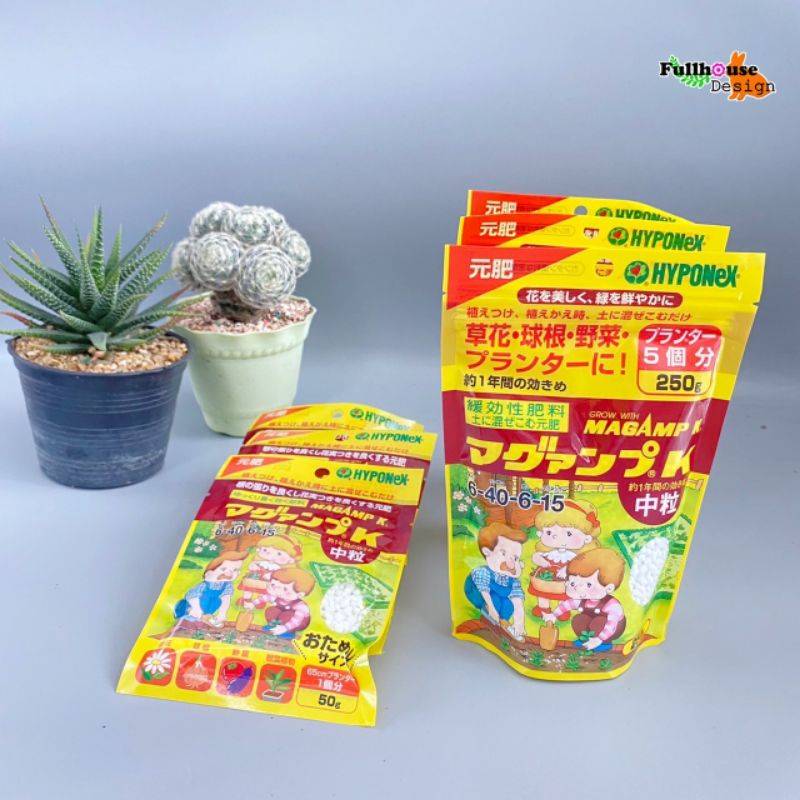 ปุ๋ยเม็ดละลายช้า 50ก. HYPONEX Mag Amp K นำเข้าจากญี่ปุ่น สูตร N-P-K-Mg 6-40-6-15 ง่ายต่อการผสม สำหรับพืชที่เลี้ยงด้วยหลอดไฟ ทำให้รากแข็งแรง