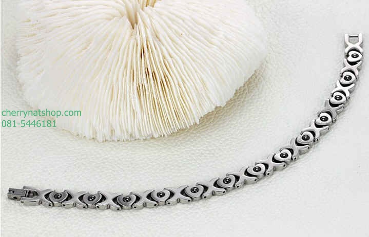 พร้อมส่งสร้อยข้อมือแม่เหล็กเพื่อสุขภา,พ สร้อยไทเทเนียมเจอรเมเนียม ,สร้อยประจุลบ รุ่นD