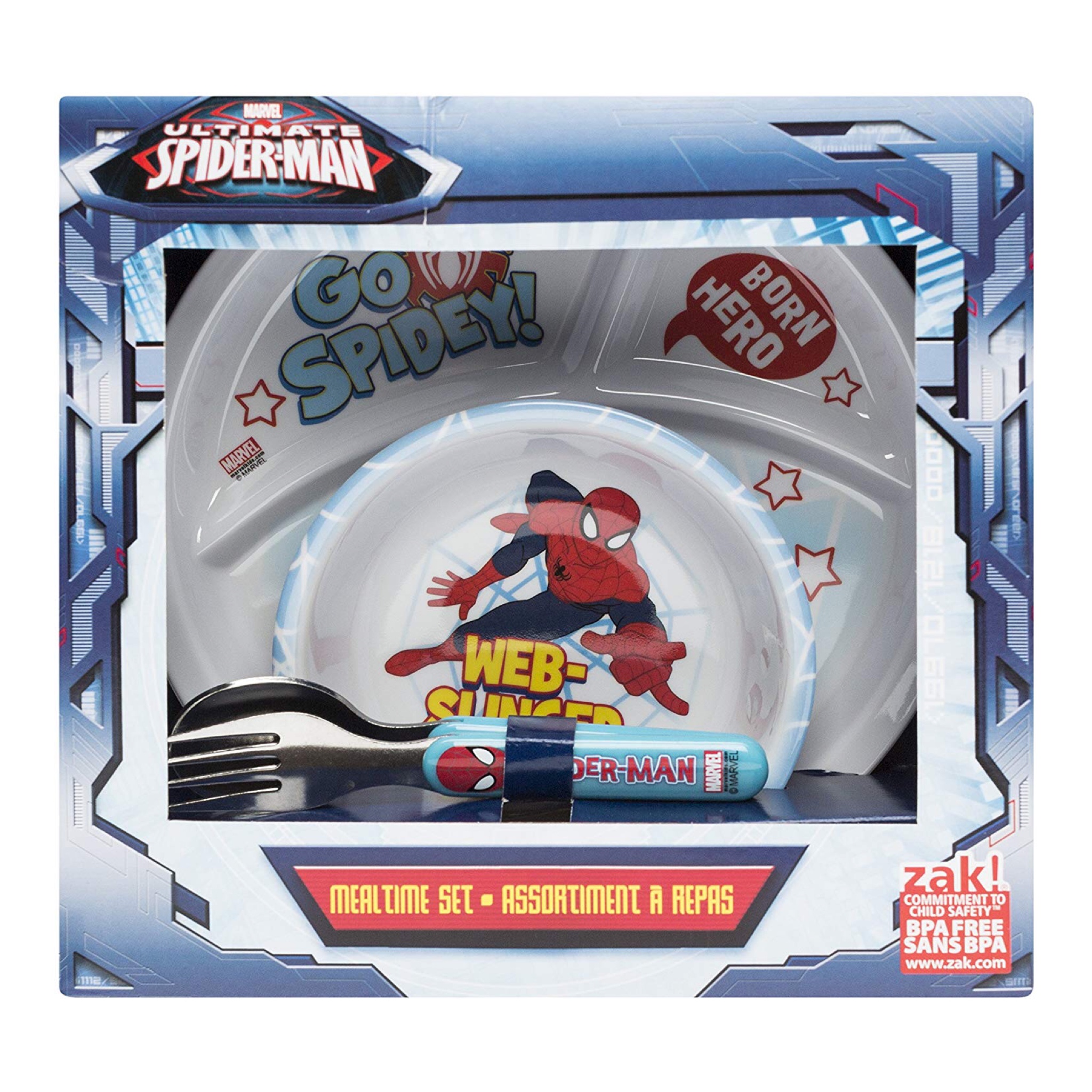 ชุดอุปกรณ์รับประทานอาหาร Zak! Spider-Man Mealtime Set