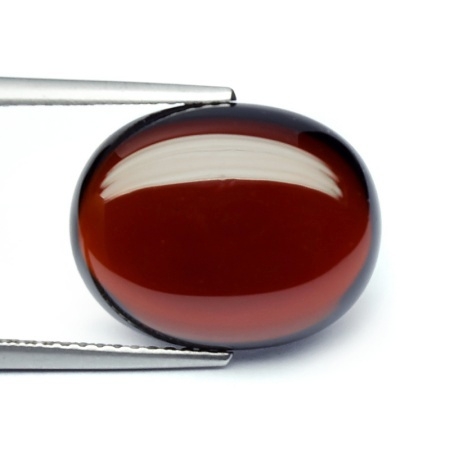 Natural Garnet (Pyrope) พลอยโกเมน รูปไข่ หลังเบี้ย หนัก 10.46 กะรัตสีแดงอมน้ำตาล เนื้อสะอาดมองตาเปล่าไม่มีตำหนิ