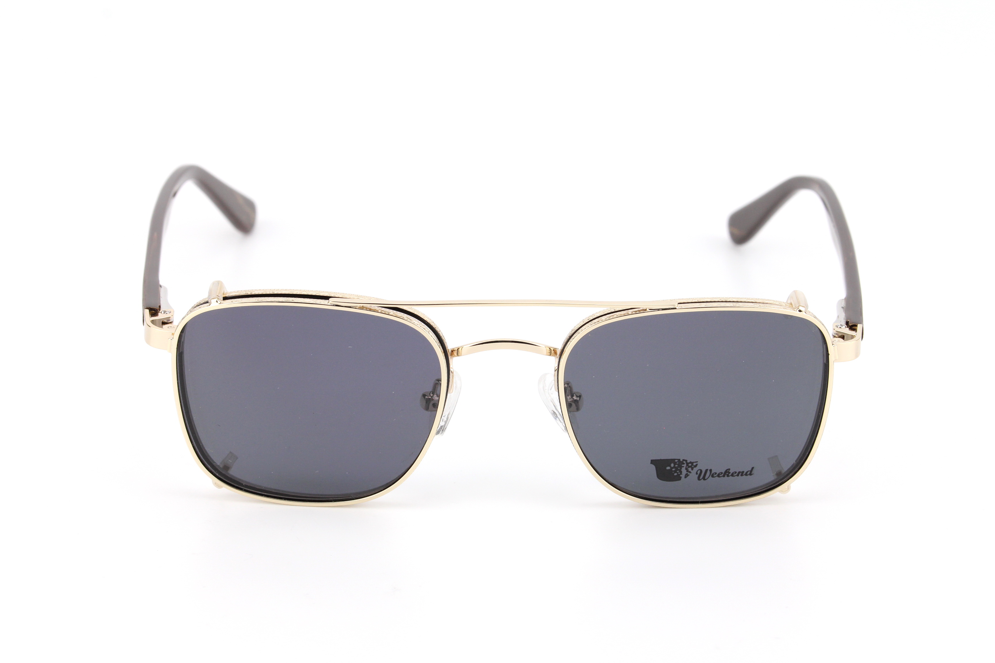 กรอบแว่นสายตาพร้อมคลิปกันแดด Weekend Square Gold