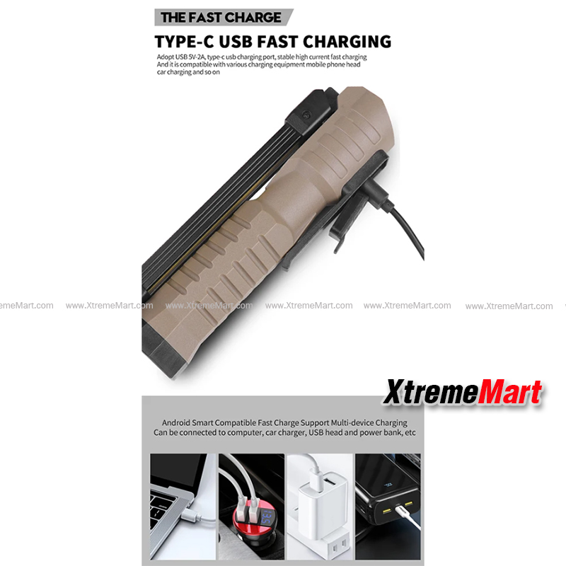 ไฟฉายโคมพับได้ COB Work Lights แสงขาว + แสงเหลือง + แสงแดง หมุนได้ 180องศา พร้อมแม่เหล็กและที่แขวน สำหรับซ่อมรถ ตั้งแคมป์