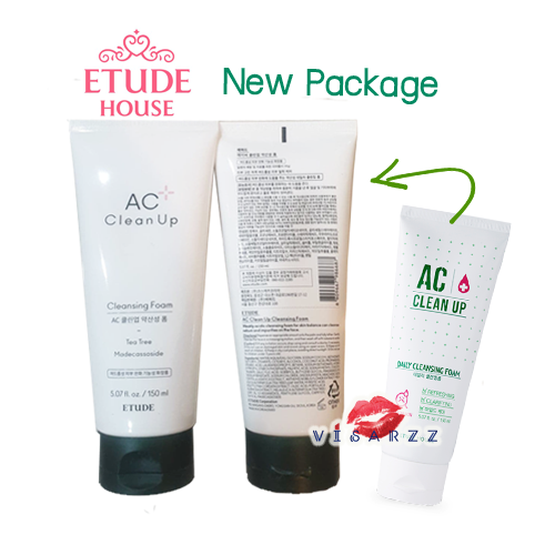 (New Package) Etude AC Clean Up Daily Cleansing Foam 150mL โฟมล้างหน้า ช่วยป้องกันการเกิดสิว เหมาะกับผิวแพ้ง่าย คลีนซิ่งโฟมเนื้อละเอียดอุดมด้วยสารสกัดจากธรรมชาติช่วยลดการเกิดสิว