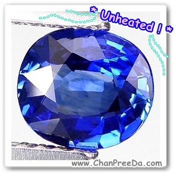 ไพลินดิบ ไม่เผา Unheated 1.09 กะรัต ขนาด 5.7x6.5x3.1 มิล สีน้ำเงินสดใส สวยมาก เนื้อสะอาดไม่มีตำหนิ แต่สีไม่สม่ำเสมอทั้งเม็ด รูปร่างสวย สมส่วน ใบ TGL